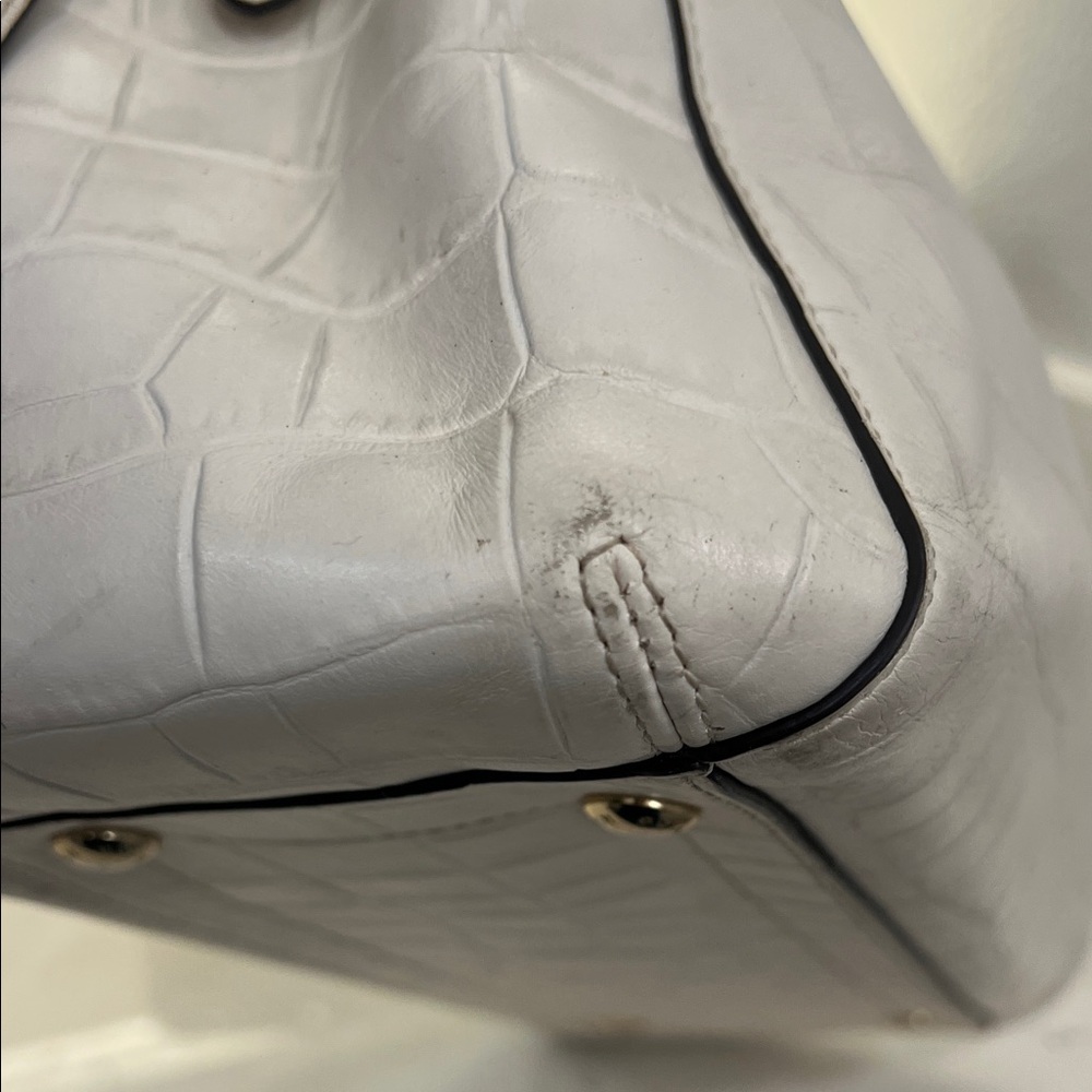 Coach Ivory Croc-Embossed Satchel - Picture 6 of 16